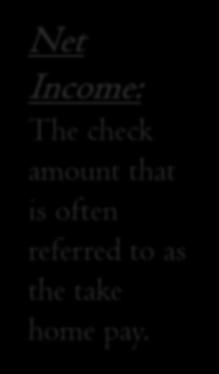 Net Income: The check amount that is often