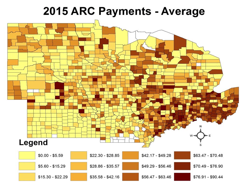 ARC Payments higher than expected, but likely to fall going forward 50/50 base