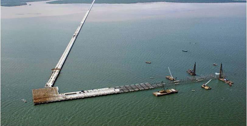 5 km off-land, connected by bridge with conveyor belt for coal intake Port intake for 4 m tpy coal and shipment of 5 m tpy slabs Stockyard for iron ore: