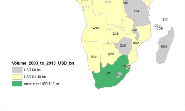 Top countries were Nigeria (USD 17 billion), Ghana (USD 11 billion), South Africa