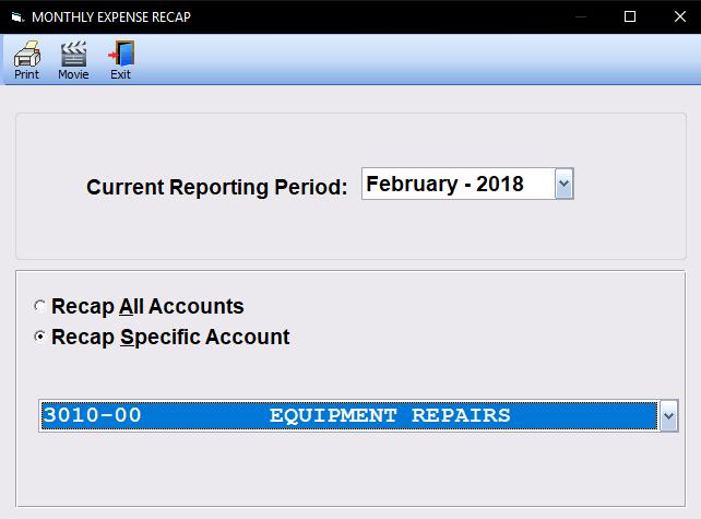 Monthly Expense Recap Report The Monthly Expense Recap summarizes account activity during the selected Current Reporting Period.