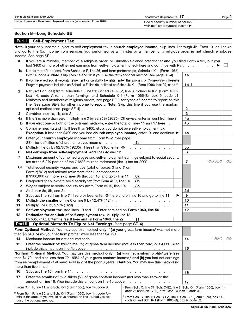 Page 2 of Schedule SE Copyright 2010, Smart Money, LLC