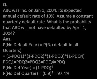 the subsidiary defaults. Calculate of a subsidiary & paret both defaultig. Paret has a PD =.5% subsidiary has PD of.