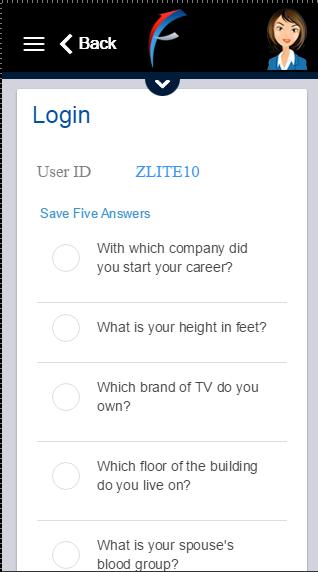 2FA Question Selection: From settings menu users can select different 2FA questions as shown below.