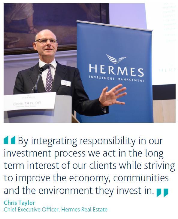 Intentionality and Outcomes Responsible Investment at Hermes Real Estate Established: Investing since 1983 Offering: Client-focused property investment solutions Assets under management: 7.