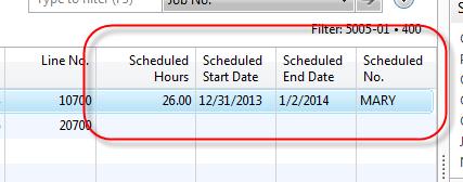 Planning Line View: Notice above the Scheduler has Dragged