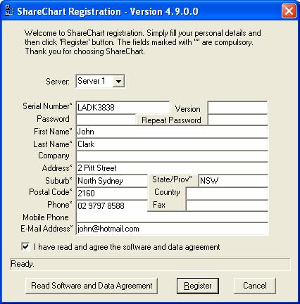 Registration GETTING STARTED 1.4 REGISTERING SHARECHART You will need to register in order to use ShareChart.