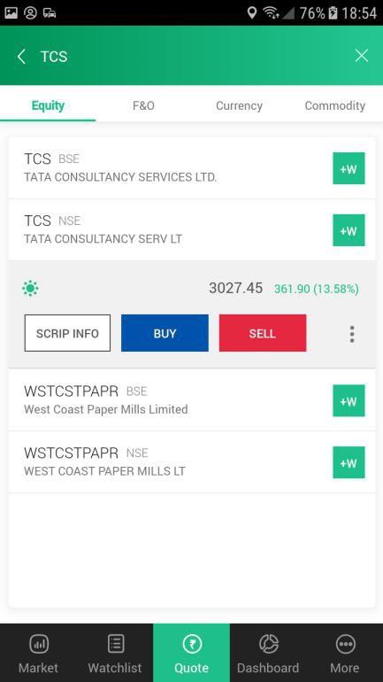 Search Scrip-Equity Select the segment: Equity Search for scrip/company: Scrip search will provide predictive search with symbol, LTP, %Change and Net Change.