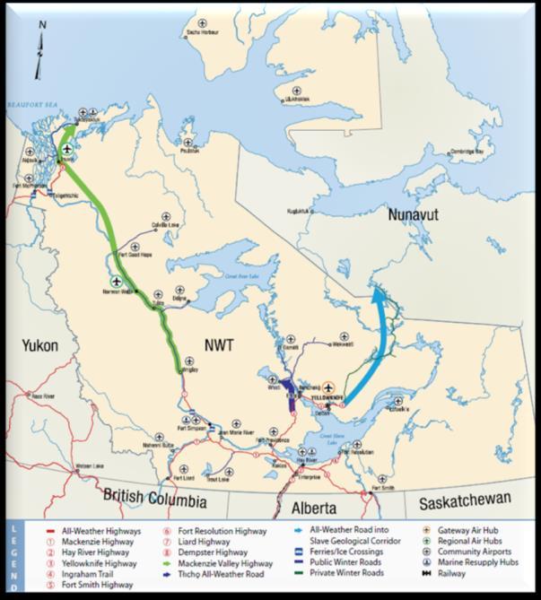 corridors identified: 1. Mackenzie Valley Highway (MVH) 2.