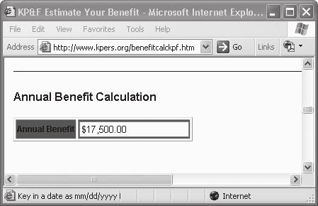 Step 2: View Your Annual Benefit Calculation All your other options are based on this calculation.