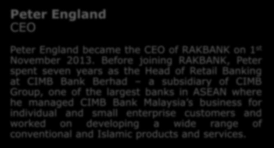 Directors & Management Shareholders Peter England CEO