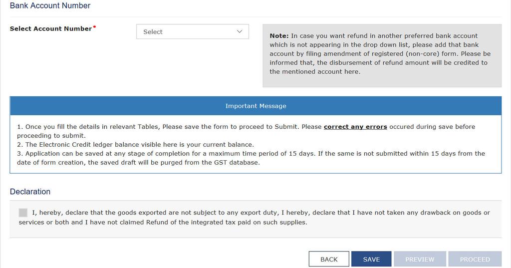 Procedure for filing GST RFD-01A Step- 4 Submit the Bank