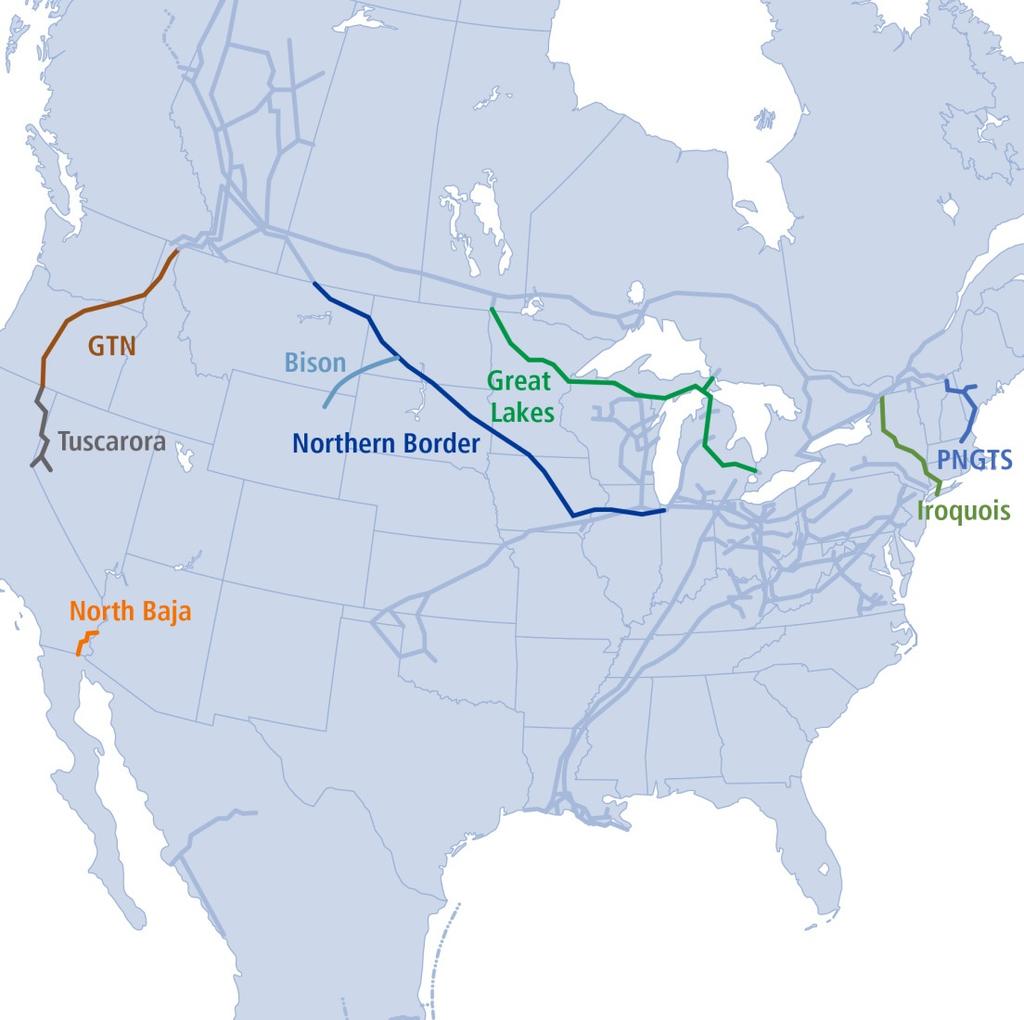TC PipeLines, LP (NYSE:TCP) Portfolio of eight natural gas pipelines Growing industry, clean fuel Serves regionally diverse basins and customer bases Limited variability FERC regulated with