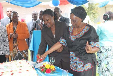 KLB Board Chairman Mrs. Serah Ndege assisted by Managing Director, Mrs.