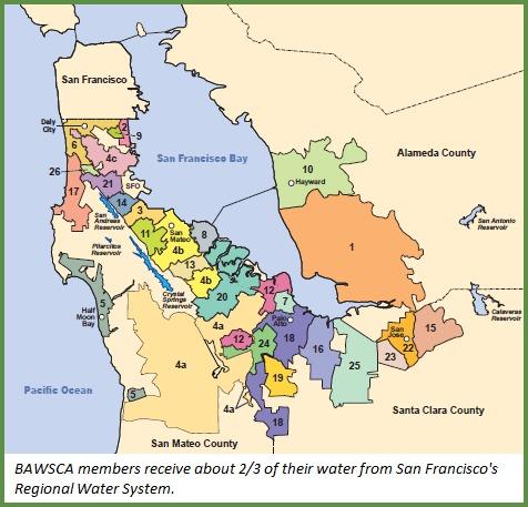 BAWSCA members are located in Alameda, Santa Clara, and San Mateo Counties.