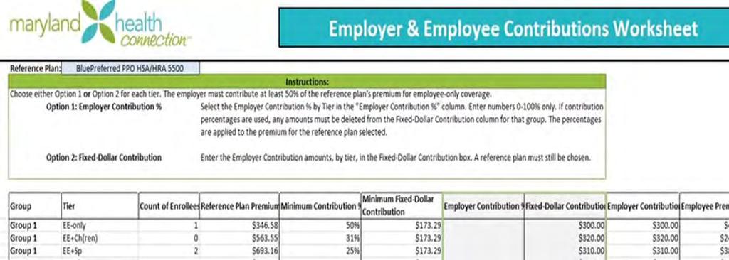 CONTRIBUTIONS TAB (3 rd Workbook) Choose % or $ Contribution Amount