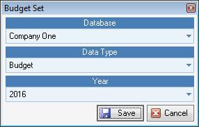Budgets amounts can only be written to existing Budget Sets. To add a Budget Set: 1. Click. 2. Select a Database, Data Type and Year and click Save.