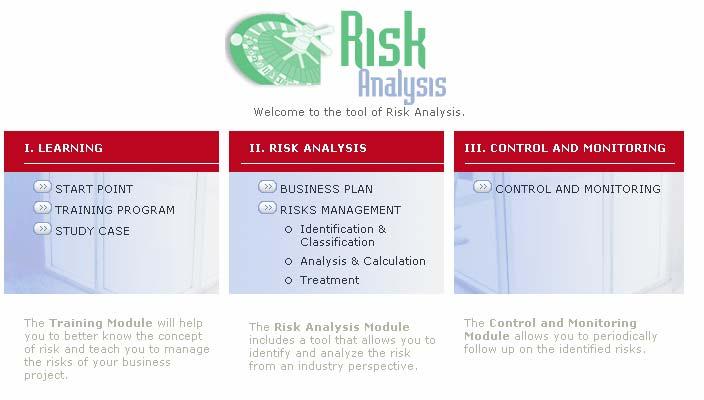 5.- RISK ANALYSIS The Risk Analysis module is an educational tool for management that allows the user to identify, analyze and quantify the risks involved in a business project on a specific