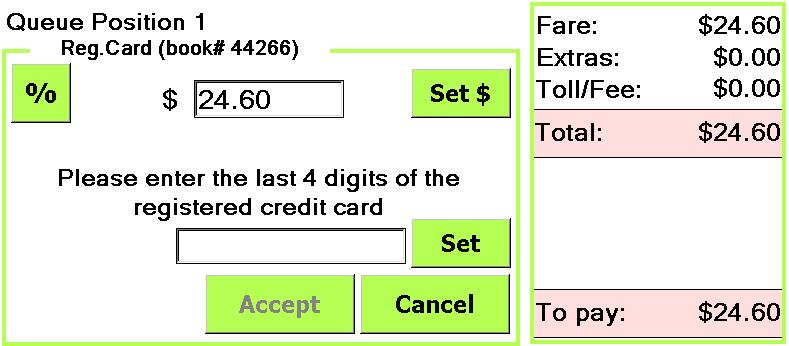 This is provided with the Reg(istered). Card button that is only displayed when the booking has a registered credit card associated.