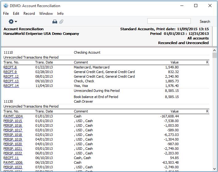 Balance Sheet The Balance Sheet shows the assets, liabilities and capital of the company at a given point in time.