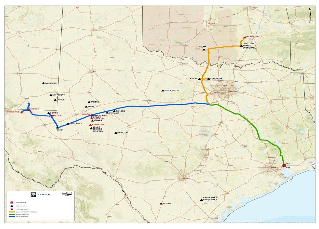 Targa s Grand Prix NGL Pipeline Project Grand Prix connects growing supply to premier NGL hub at Mont Belvieu Targa has the largest G&P position in the Permian Basin supported by substantial acreage