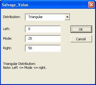 This is the distribution dialog box for the salvage value in year 4.