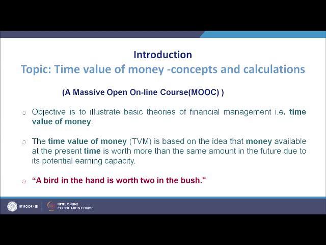 Time value of money-concepts and Calculations Prof.