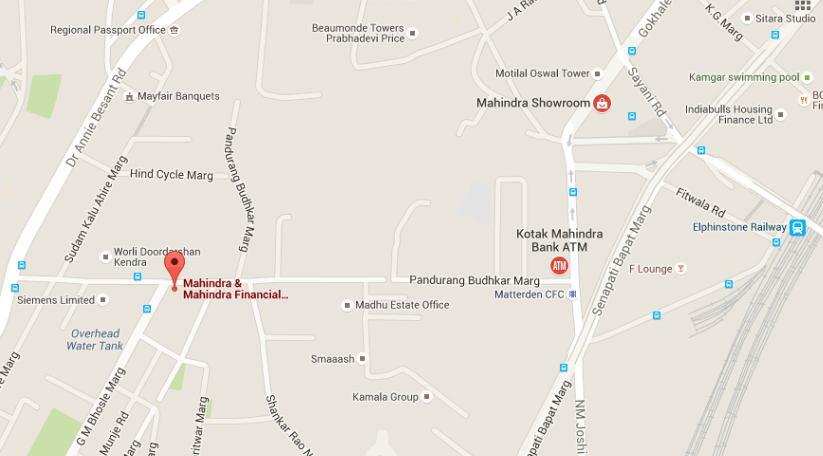 ROUTE MAP 4 th Annual General Meeting of Mahindra Trustee Company Private Limited to be held at the Registered Office of the Company at Mahindra Towers, 4 th