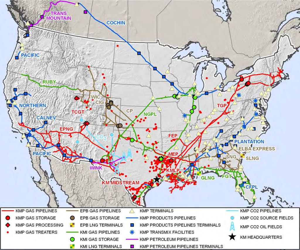 Kinder Morgan Unparalleled Asset Footprint 3 rd largest energy company in North America with combined enterprise value of approximately $100 billion (a) Largest natural gas network in U.S.