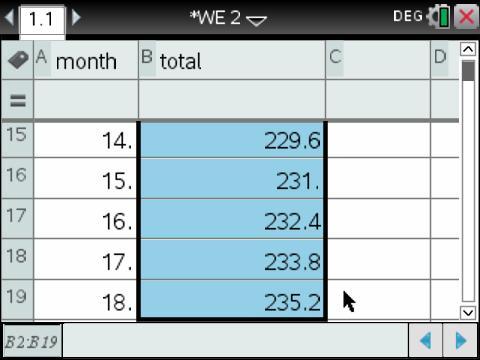 Press Menu b, data 3, fill 3 Add a data and statistics page /~ Put the month on the x axis and total on