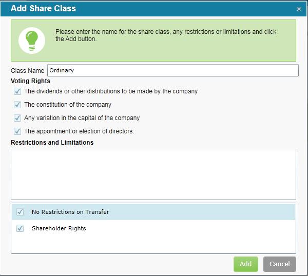 Add a Share Class Complete