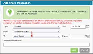 Select Add Transaction to add further transactions.