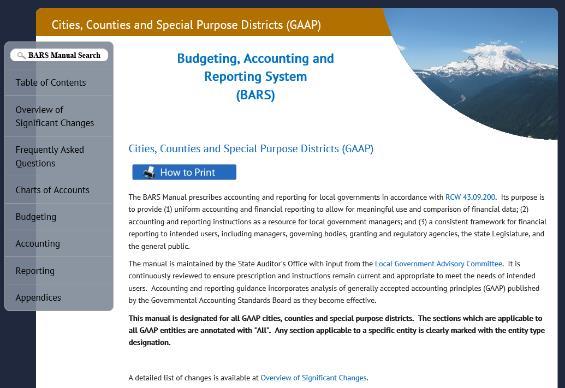 Annual reporting through the Portal BARS Manual defines