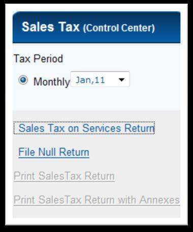 4 Click on Sales Tax Return if you have any tax