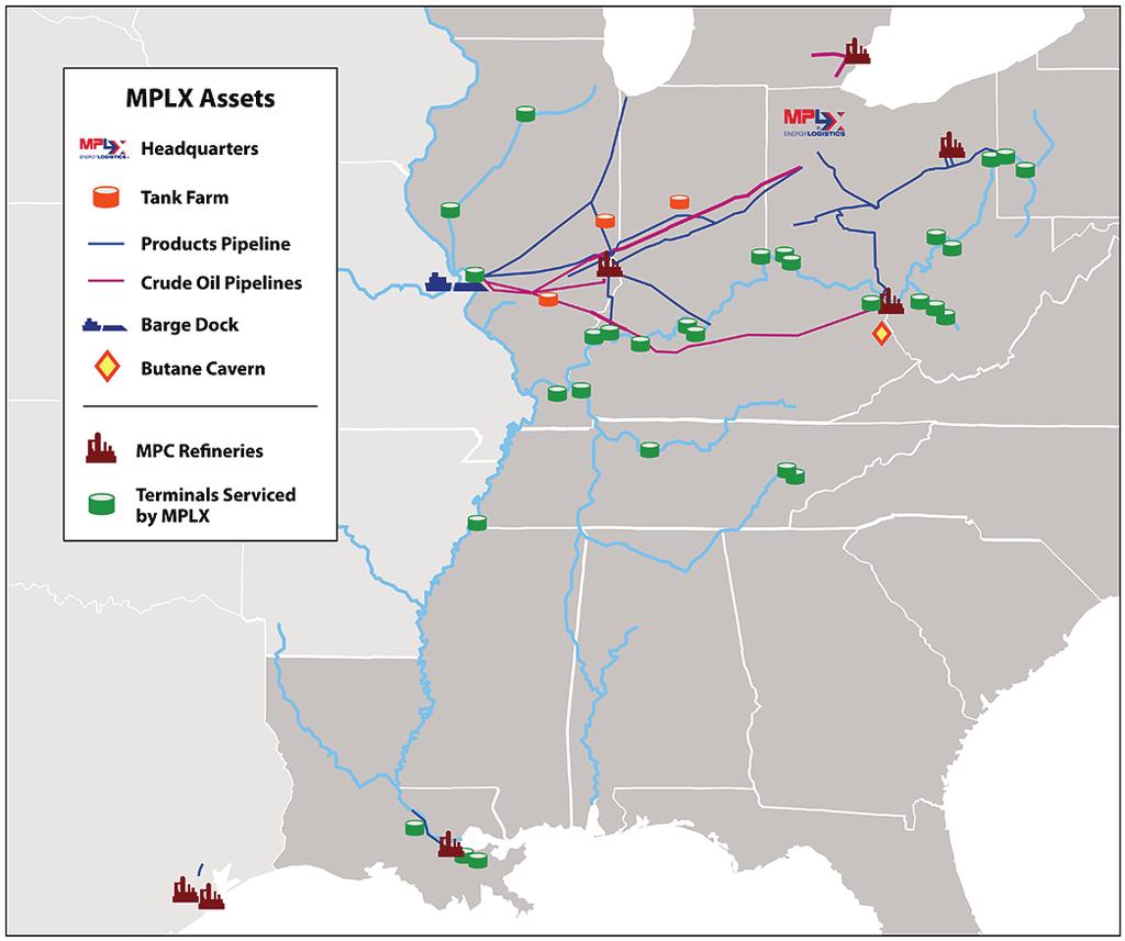 Logistics & Storage Segment Overview High-quality, well-maintained assets that are integral to MPC 1,008 miles of common carrier crude oil pipelines 1,900 miles of common carrier product pipelines