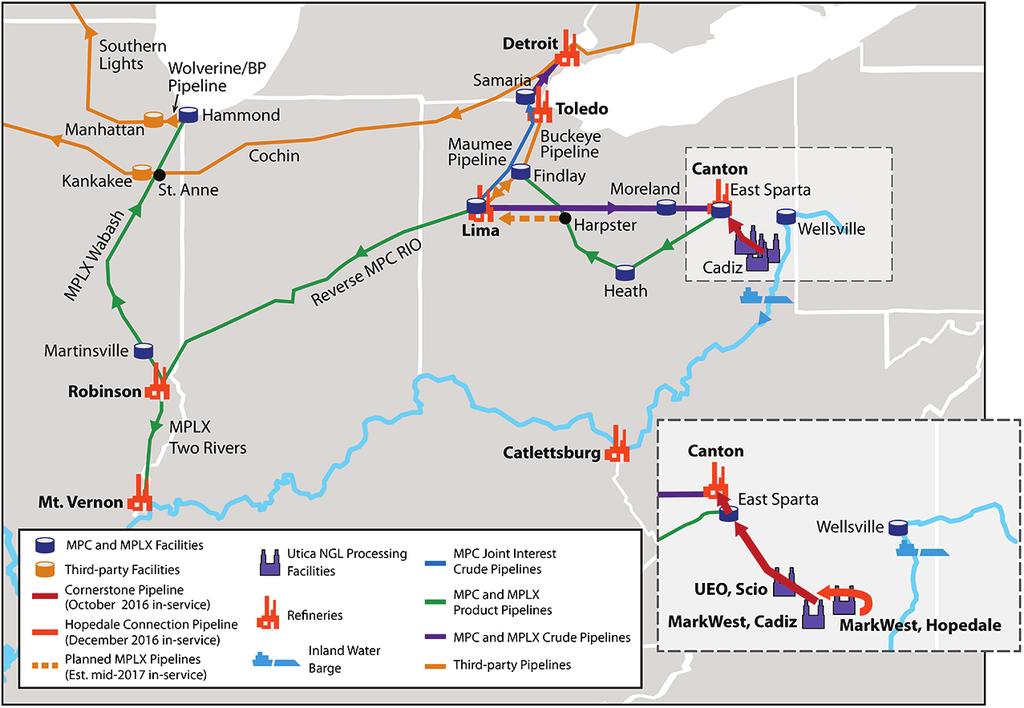 Executing a Comprehensive Utica Strategy Phased infrastructure investment Cornerstone Pipeline commenced operations on time and under budget Hopedale pipeline connection completed December 2016 Utica