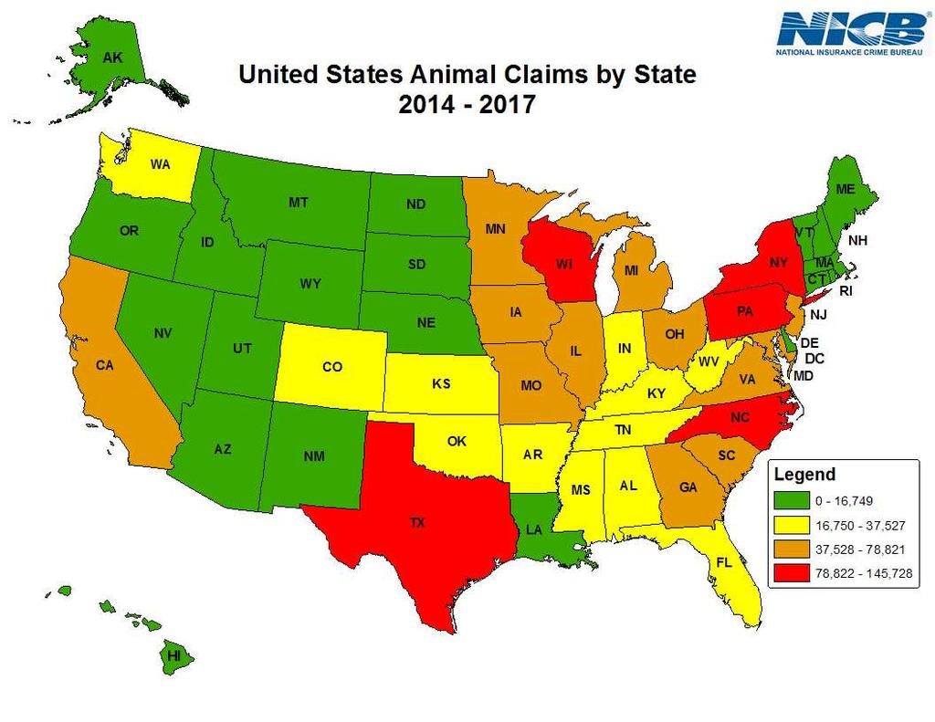 Section 6: Animal Loss Claim Map Section 7: Conclusion Research indicates that animal loss claims are on an, overall, upward trajectory.