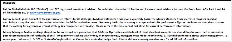 Equity Managers Middleburg, VA February 12, 2018 - Money Manager Review ranked Fairfax Global Markets LLC as the #1 highest rated equity investment manager in the United States, in their latest (Q4