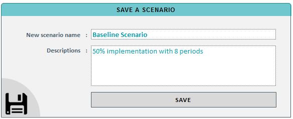Figure 7 Save Scenario User Interface On the same page, the user can also select and restore a previously saved scenario and make it the live project.