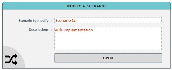 Revisions to the scenario description can be written in the Description area. Figure 8 Modify Scenario User Interface 4.