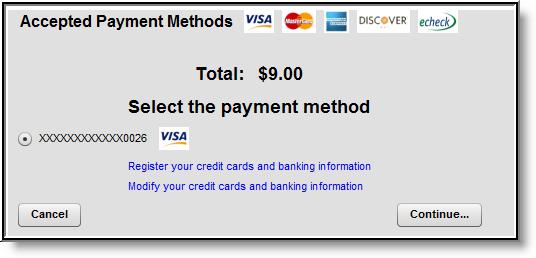 KNOWLEDGE BASE - MAKING AN ONLINE PAYMENT Image 4: Payment Selection Select the appropriate payment method (previously registered).