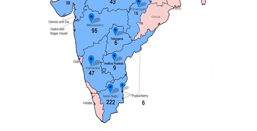 63% - 4.05% Rajasthan 4.80% 4.68% 0.76% - 3.86% Puducherry 2.22% 0.86% 4.53% 1.71% 2.27% Chhattisgarh 1.16% 3.59% - - 1.51% AP - 5.27% - - 1.