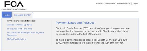 Message Center The Message Center provides important information about your payment including payment dates and