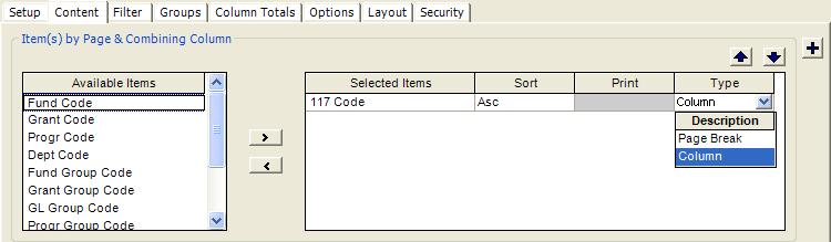 Statement of Activities Sage 100 Fund Accounting Content Tab Item(s) by Page and Combining Column This report contains segment columns, which allow you to produce a comparative report by segment code.