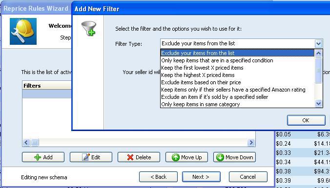 Step 2 Here you can select the filters you wish to use. To see the available filters, click on the Add button.