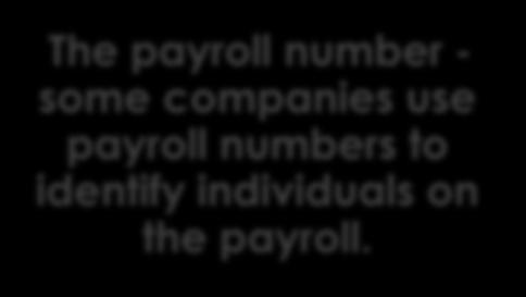 payslip, for example if the employee is paid monthly, 01 = April and 12 = March.