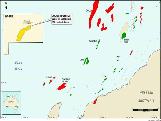 OFFSHORE AUSTRALIA: VERY LARGE OIL PROSPECT JACALA PROSPECT ROC 20% Largest undrilled structure in the offshore Carnarvon