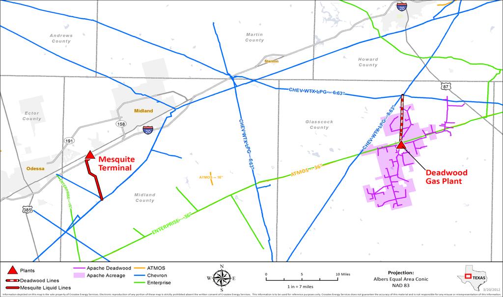 NTX: Permian Basin Well Positioned for Expansion Joint venture with Apache: 50 MMcf/d cryogenic facility; 50%