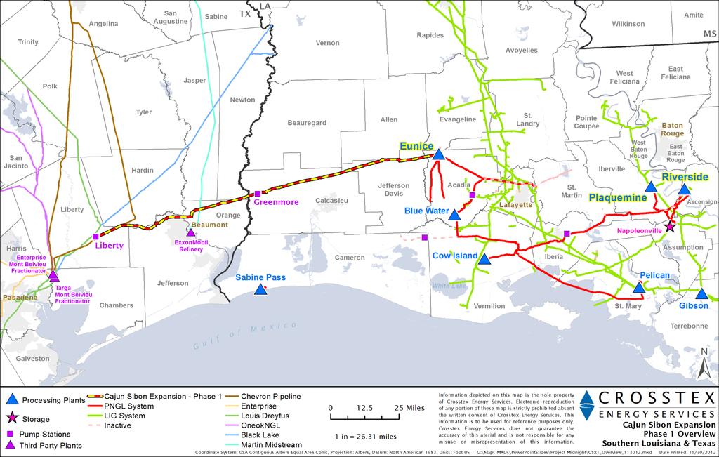 PNGL: Cajun Sibon Phase I Project 130 Mile NGL Pipeline with
