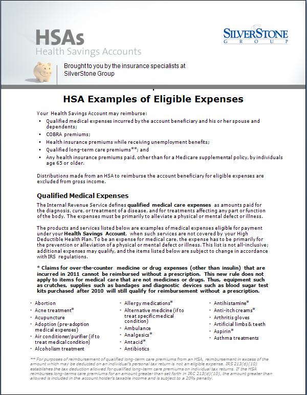 Qualified Medical Expenses (Posted on www.buscobenefits.